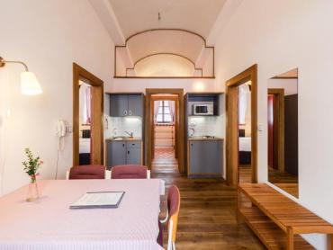 apartmán 11 - vstupní místnost s kuchyňkou